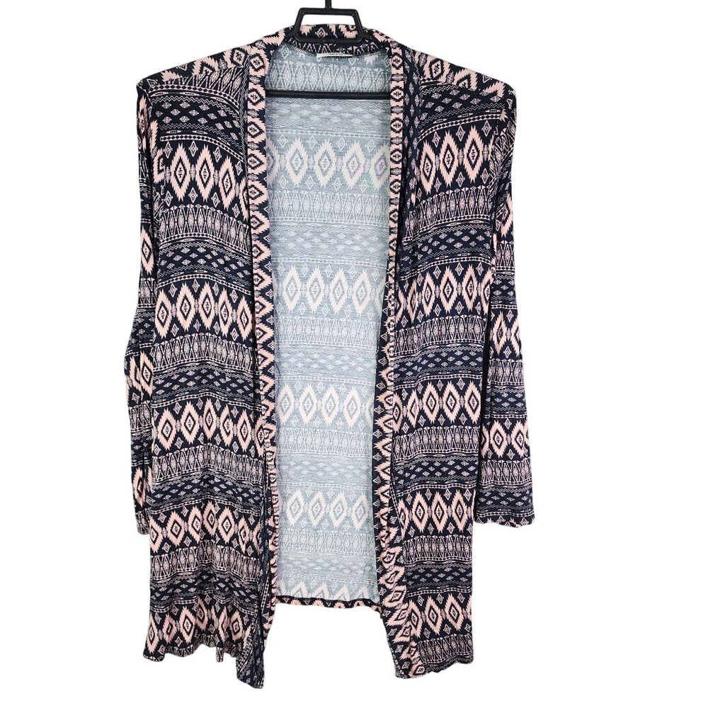 Womens Frumos Aztec Print Open Front Cardigan Jacket Long Sleeve Size 2XL/3XL